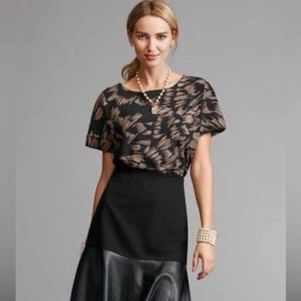 CAbi Pink/black “Tate” top‎